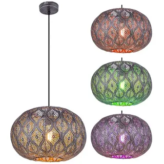 GLOBO LIGHTING LED Pendelleuchte, Leuchtmittel inklusive, Warmweiß, Farbwechsel, Pendelleuchte RGB LED Fernbedienung Hängelampe dimmbar orientalisch schwarz