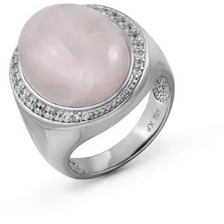 ZEEme Fingerring Silber 925 rhodiniert Weiß Rosaquarz/Zirkonia Gr. 60