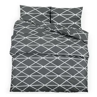 vidaXL Bettwäsche-Set unifarben Baumwolle Grau 200 x 200 cm
