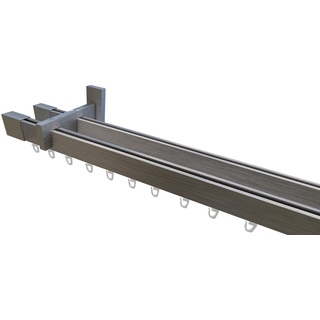 tilldekor Innenlaufsystem Gardinenstange Inline, kantig, Aluminium, 220 cm, 2-Lauf, Edelstahl-gebürstet