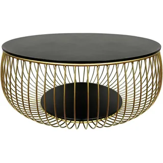 Novel Couchtisch, Schwarz, Gold, Metall, Glas, rund, rund, 86x35x86 cm, Wohnzimmer, Wohnzimmertische, Couchtische, Couchtische Glas