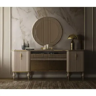 Luxuriöses Wohnzimmer Set Modernes Sideboard Glas Spiegel Holz Anrichte