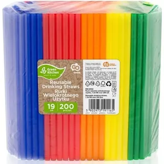 Wiederverwendbare Plastikstrohhalme Mix 200 Stück - Bunt