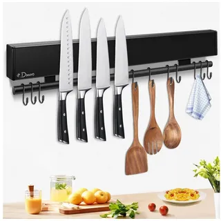 Dmore Wand-Magnet Messer-Leiste Magnetleiste Messer 43 cm schwarz, Hakenleiste inkl. Klebeband und schwarz