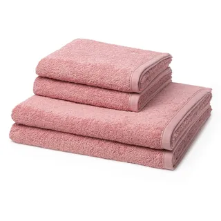 Ross - 4 teiliges Frottier-Set - Vita (2 X Handtuch 2 X Duschtuch im Set) - 520 g/m2 - Baumwolle - Walkfrottee - saugstark - weich und flauschig - Altrosa