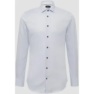 s.Oliver - Tailored Fit: Fein gemustertes Langarmhemd mit Haifisch-Kragen, Herren, blau, 43