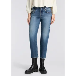 Herrlicher 5-Pocket-Jeans "Breezy Cropped Denim", Damen, Gr. 29, N-Gr, blau (happy blau), Denim/Jeans, Obermaterial: 99% Baumwolle, 1% Elasthan, straight fit 7/8-Länge, Jeans 5-Pocket-Jeans, Straight Fit