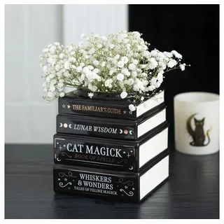 Something Different Dekovase Gothic Vase Buchstapel "Cat Magick" in schwarz-gold