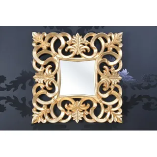 Prunkvoller Barock Wandspiegel 76 x 76 cm Gold - Goldener Spiegel quadratisch  Barock Wandspiegel  Gold Antik, Höhe 76 cm, Breite 76 cm, Edel & Prunkvoll