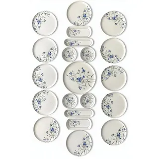 Hermia Concept Geschirr-Set (21-tlg), 12 Personen, Keramik, 12 Personen geeignet, Spülmaschinengeeignet blau|weiß