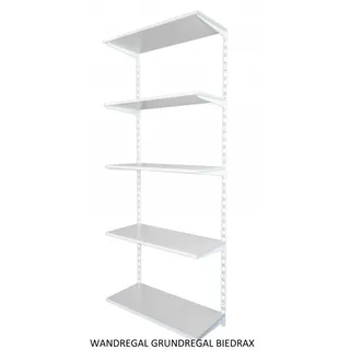 Wandregal - Grundregal 50 x 60 x 200 cm, Farbe weiss - 5 Fachboden grau