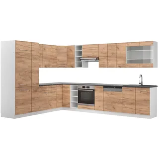 Vicco Winkelküche Fame-Line L-Form 257 x 347 cm Eiche/Weiß