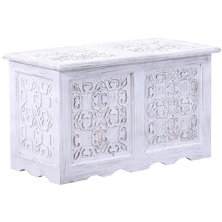 Indische Landhaus Truhe Holztruhe Ceyda - White Wash 80cm