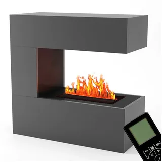 Kaminlicht Elektrokamin Room Divider Wasserdampf Kamin, Standkamin elektrisch, Elektrischer Kamin, Wasserdampfkamin mit 3D Feuer und Knisterfunktion grau