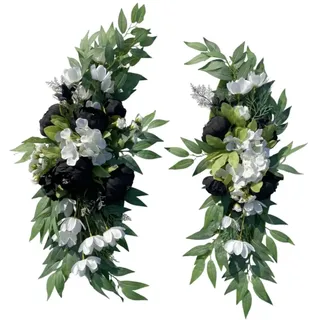 Künstliche Pfingstrosen mit Eukalyptus-Grün, 2 Stück