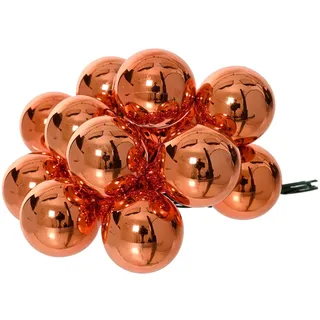Kaemingk Weihnachtsbaumkugel, Weihnachtskugeln am Draht 2,5cm Glas 12 Stück - Warmorange glänzend orange
