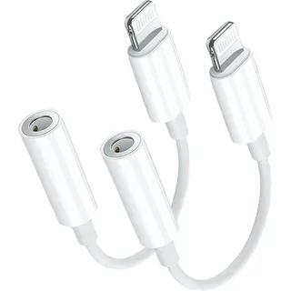 Jumadas - 2er-Set: - Lightning auf Klinke - Lightning auf AUX - Lightning auf 3,5 mm Adapter - Adapter für iPhone-Kopfhörer - iPhone-Audiokabel -...