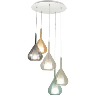 Fabas Luce Pendelleuchte Serie Lila Mehrfarbig Glas & Metall 50 cm Durchmesser