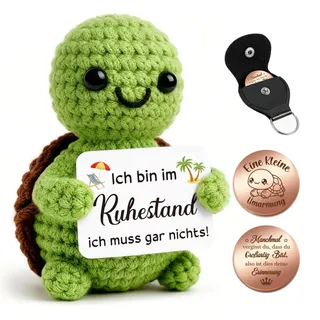 Giftota Ruhestand Geschenk - Abschiedsgeschenk Kollege - Pocket Hug Schildkröte - Geschenk Rente für Frauen & Männer - Mutmacher - Glücksbringer - Lustige Geschenke für Rentner