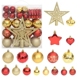 furnicato Weihnachtsbaumkugel Weihnachtskugel-Set 3-6 cm in Gold und Rot mit Box (1 St) rot