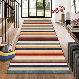Teppich Läufer Flur Küchenläufer Vintage Teppichläufer Flur Küchenteppich Waschbar Rutschfest Flurteppich Läufer Lang Küche Teppich Eingangsbereich Polyester Meterware Anpassbar Rug 70 x 230 cm