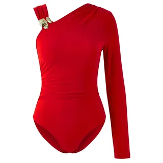 TRENDYOL Limited Edition Red Accessory Detail Asymmetric Collar Knitted Party Body Tprss26Bd00001