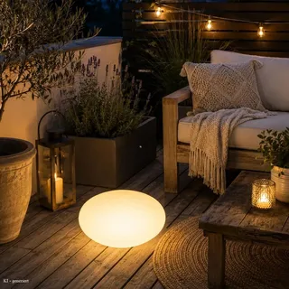 LED Stein outdoor - Leuchtobjekt - Dekostein - D: 35cm - E27 Fassung - warmweiße 1W LED