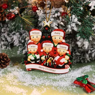 Weihnachtsbaumschmuck Personalisiert Familie Weihnachtsbaum Deko mit 2-6 Namen Weihnachtskugel Anhänger Holz/Kunstharz