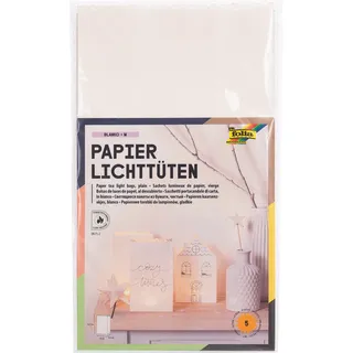 Folia Papiertüten für Tischlichter ohne Motiv weiß 5 St.