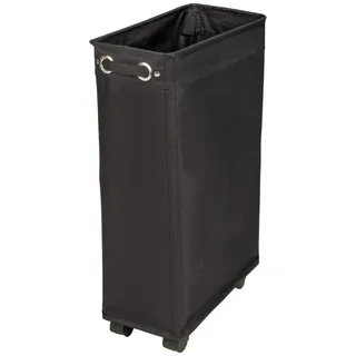 Wenko Wäschekorb Corno Schwarz, Rollen und Griffen, aus Polyester, Fassungsvermögen 43 Liter