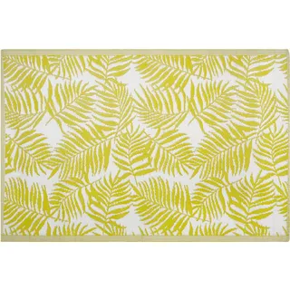 Beliani Outdoor Teppich Gelb Weiß Polypropylen 120 x 180 cm Palmen Jacquardgewebt Rechteckig