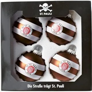 FC St. Pauli - Christbaumkugeln Logo Streifen - braun/weiß - Braun
