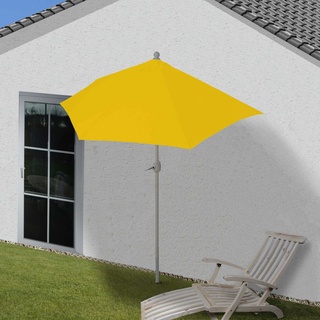 Sonnenschirm halbrund Lorca, Halbschirm Balkonschirm, UV 50+ Polyester/Alu 3kg ~ 300cm gelb ohne Ständer