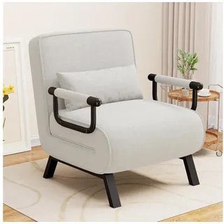 luxuskollektion Schlafsessel 4-in-1 Leinen 80 x 90 x 200 cm Grau mit Kissen
