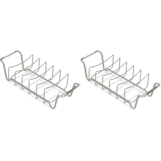 Relaxdays Rippchenhalter 2in1 44,5 x 11,5 cm Stahl silber