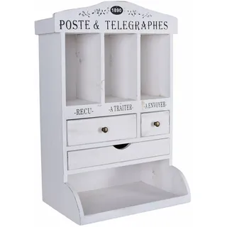 Wandregal Shabby Chic Holz – Landhaus Regal mit Schubladen