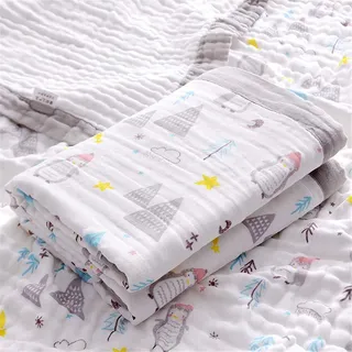 Chickw1 Musselin Babydecke Cartoon Drucken Baumwolle Pucktücher Badetuch Vielseitig Dick Decke Kuscheldecke für Junge,Mädchen,Babys Gesche,Baby Kinderwagen (110x110cm,Pinguin)