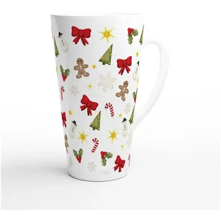 Alltagszauber Latte-Macchiato-Tasse Jumbo-Tasse ADVENT, 1-tlg., Keramik, extra groß, für ca. 500ml Inhalt grün|rot|weiß