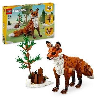 LEGO Creator Waldtiere: Rotfuchs, Tiere-Set mit Fuchs, Eule und Eichhörnchen Spielzeug, Tierfiguren des Waldes zum Spielen und Ausstellen, kreatives Geschenk für Jungs und Mädchen ab 9 Jahren 31154