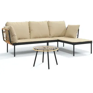 vidaXL Garten-Lounge-Set 3-tlg. beige