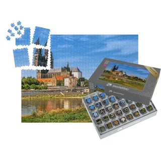 puzzleYOU: SMART Sorted® | Puzzle 1000 Teile leicht gemacht „Panorama der Magdeburger Altstadt mit Dom und Elbe“ – aus der Puzzle-Kollektion Sachsen-Anhalt, Regionale Puzzles Deutschland