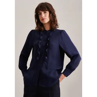 Klassische Bluse SEIDENSTICKER "Schwarze Rose" Gr. 40, blau (dunkelblau) Damen Blusen langarm Langarm Kragen Uni