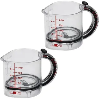 4-in-1 Adjustable Measuring Cup, Glas Cup Messbecher, Leicht zu Reinigen Meßbecher mit Abstreiferboden, Messkanne Milk Pitcher, Multifunktionale Präzise Messwerkzeuge Küchenhelfer (2 PCS)