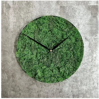 dixtime Wanduhr dixtime Islandmoos Wanduhr 30cm Durchmesser (Immergrün das ganze Jahr - 0% Pflege) grün