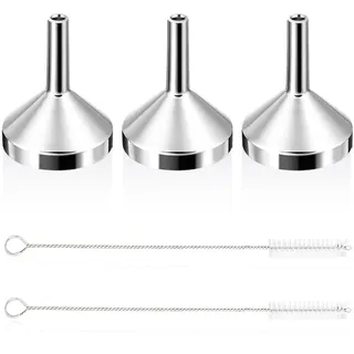 3 Stück Metalltrichter Und 2 Stück Reinigungsbürsten, Mini-Trichter, Tragbarer Trichter, Flüssigkeitsabgabewerkzeug, Haushaltsgeräte