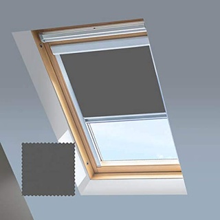Dachfenster Jalousie für Velux Dachfenster – Verdunkelungsrollo – Storm Grey – Silberfarbener Aluminiumrahmen (MK06)