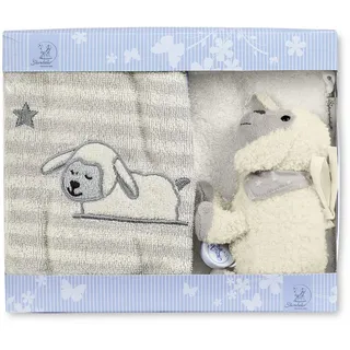 Sterntaler Geschenk-Set Schaf Stanley, Mini-Spieluhr, Waschhandschuh, Kinderhandtuch, Alter: ab 0 Monaten, Grau/Weiß