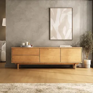 IDIMEX Lowboard LITA aus Massivholz 170 cm, Eiche Finish – TV Lowboard mit 2 Schubladen und 2 Türen, Push-to-Open System, TV Möbel mit Stauraum, Sideboard für Wohnzimmer, Skandinavisches Design