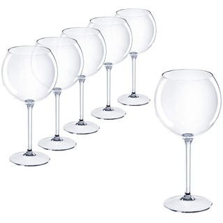 Doimoflair Ballon Gin Tonic Glas Weinglas aus Kunststoff bruchsicher Cocktailglas Plastik Transparent 62 cl. Set 6 Stück