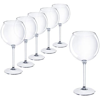 DoimoFlair Ballon Gin Tonic Glas Weinglas aus Kunststoff bruchsicher Cocktailglas Plastik Transparent 62 cl. Set 6 Stück